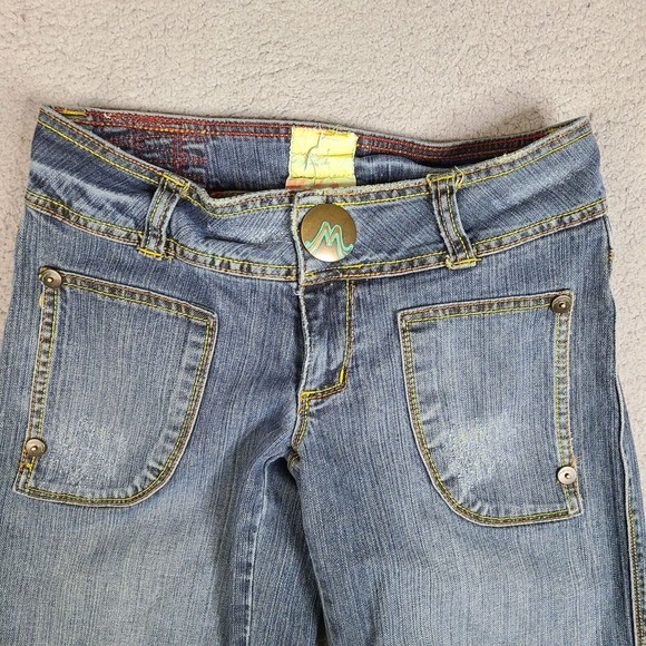 Vintage Marlow‎ Jeans Crop Size 5 Blue Japanese Denim Cotton Blend Snap Button - Picture 2 of 16
